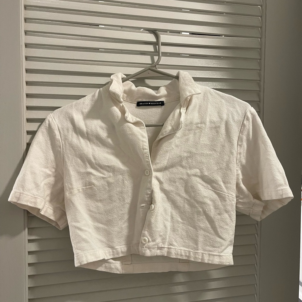 Brandy Melville white button up top